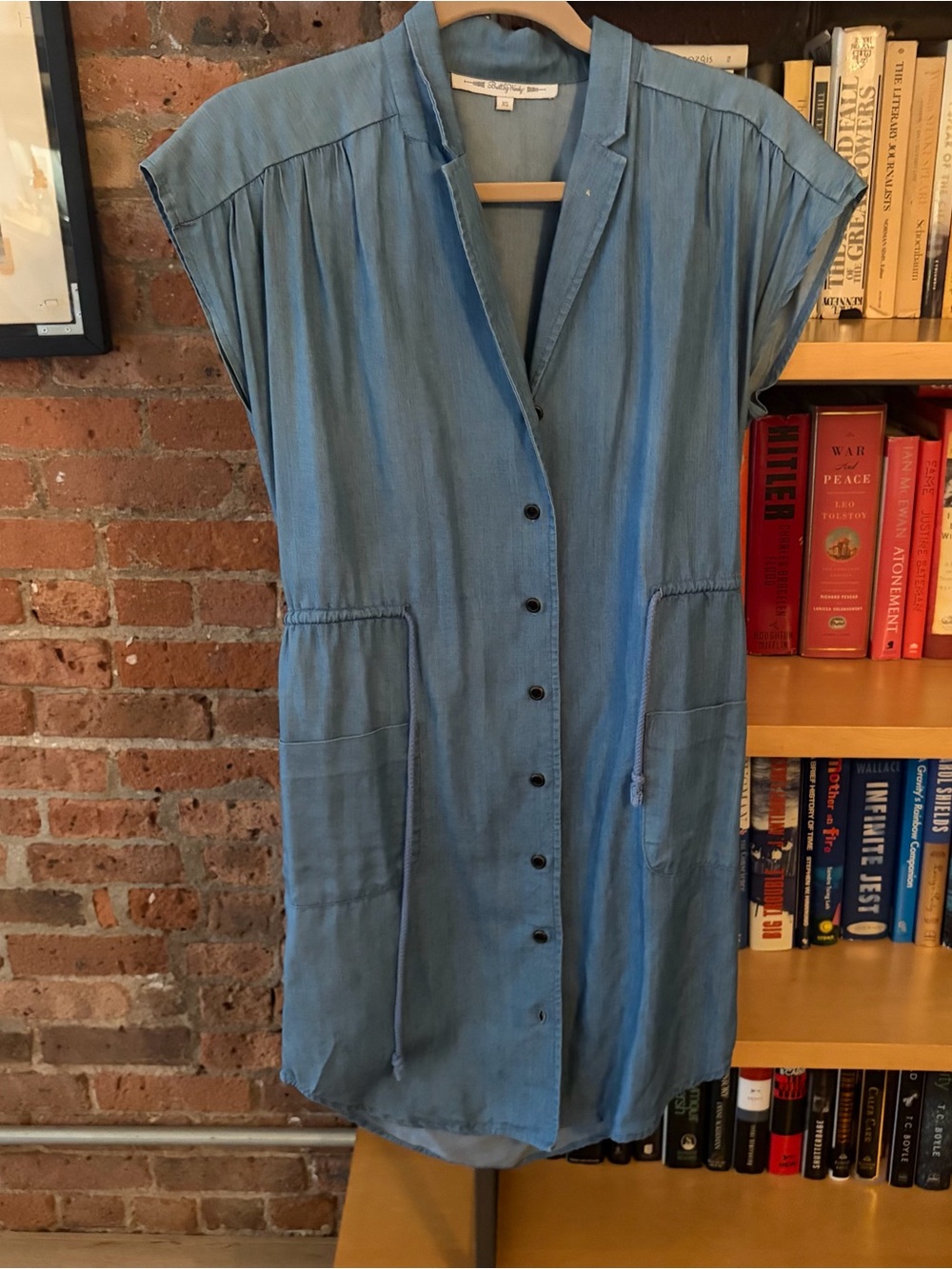 Blue Button-Front Casual Shirt Dress
